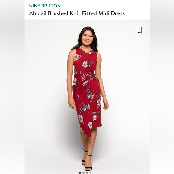 Nine Britton Abigail Brushed Knit Fitted Midi Dress - Picture 1 of 10